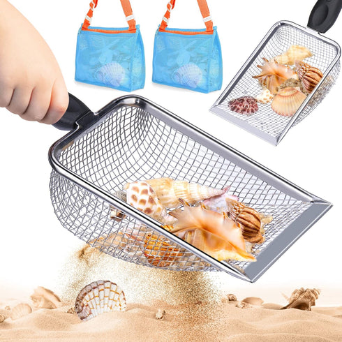 Vodolo 2 PCS Beach Mesh Shovel with 2 PCS Mesh Beach Bag