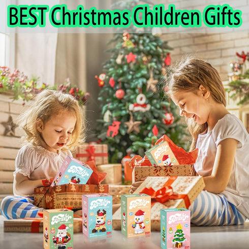 Christmas Building Blocks Sets 4 in 1, Compatible for Lego Micro Blocks, Holiday Present for Kids