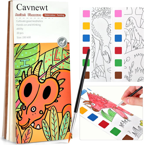 Cavnewt Watercolor Coloring Books for Kids Ages 4-8, Pocket Watercolor Painting Book Sets,