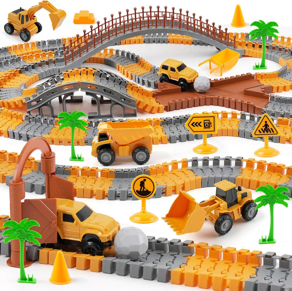 Magickidz 230+ PCS Construction Tracks Toy for Kids - DIY Engineering Building