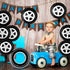 14 Pcs Car Decorations - Racing Cars Birthday Party Supplies with Inflatable Tire Floats and Balloons