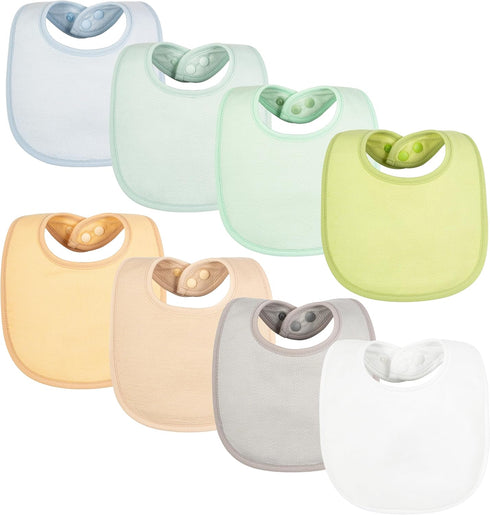 Tiny Twinkle 8 Pack Baby Feeding Bibs - Waterproof and Absorbent Infant Drool and Feeding Bibs