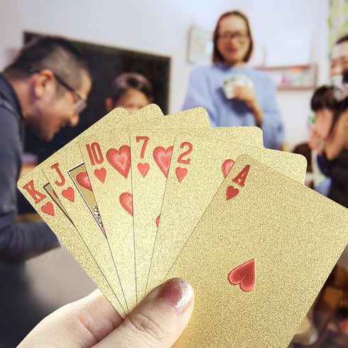 4 Decks Waterproof Playing Cards - Gold Silver Plastic Poker Cards for Standard Games, Family Game Parties