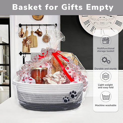 Small Dog Toy Basket, Cute Woven Decorative Rope Storage Basket for Nursery, 12 x 8 x 5 inches