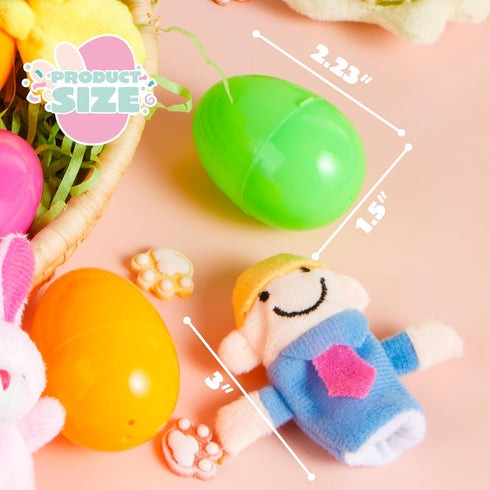 24 JOYIN Pcs Easter Eggs Filled with Finger Puppets, Prefilled Egg with Cartoon Animal Puppets for Kids Easter Hunt