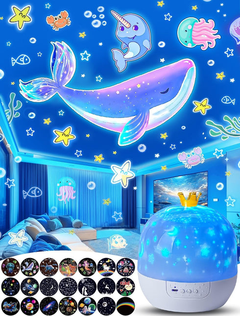 21 Sets of Films + Projector Night Light for Kids, Baby Star Projector with 360° Rotation for Nursery Decor