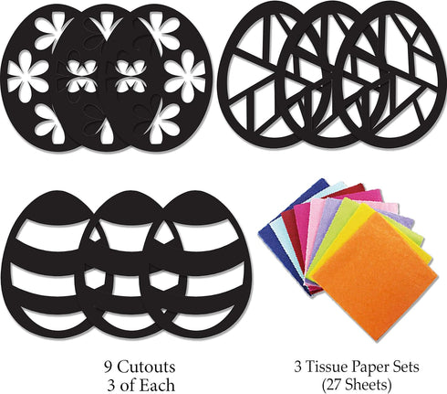 VHALE Suncatchers Craft 3 Sets (9 Cutouts) with Tissue Papers for Kids Party Favors and Creative Art Projects