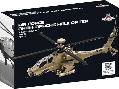 AH-64 Set 259 10+ Apostrophe Games Apache Helicopter Building Block Pieces - Air Force Plane, Ages