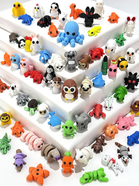 Generic 60Pcs Random 3D Printed Animals,Mystery Pack Articulated Figurines Fidget Toy,Gifts for Kids