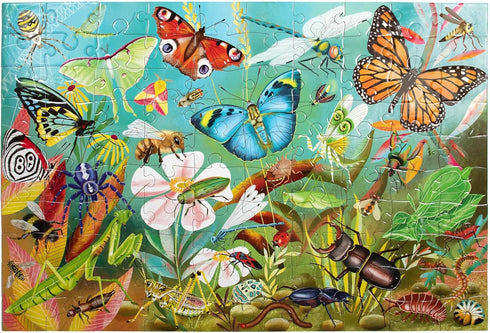 eeBoo Love of Bugs - 100 Piece Puzzle, 24 x 16 Kids Jigsaw, Glossy Pieces for Children Ages 5+