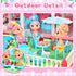 AmiDear 4-Story 11 Playset 3 4 5 6 7 8 9 10 Dollhouse with Rooms, Dream Gift Princess Doll House with Furniture Pool