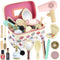 GAGAKU Wooden Makeup Toy Set Wood Hair Salon Playset Toddler Wooden Makeup