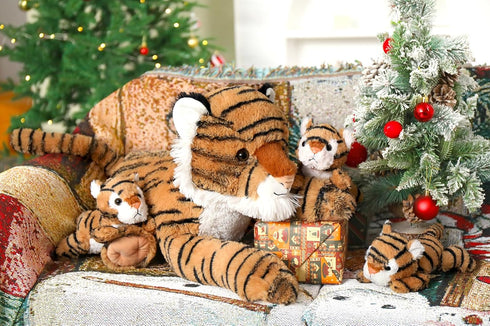 20" Set Mommy 3 4PCs MaoGoLan Tiger Stuffed Animals - Giant Stuffed Tiger with Babies Plush Toy Birthday Gift for Kids