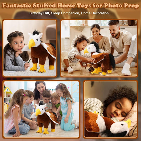 Plush Hippogriff Stuffed Animal - 12 Inch Large Hippogryph Plush Toy, Mixture of Bald Eagle and Horse Mythological