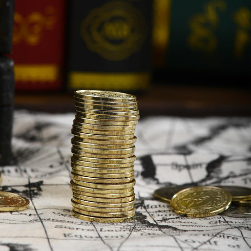 ACTIONDRAKE 100 Metal Pirate Coins, Massive Toy Gold Coins for Board Games, DND Prop Accessories for Dungeons