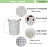 CLOCOR Collapsible Round Laundry Hamper - Large Storage Basket for Boys and Girls - White Check