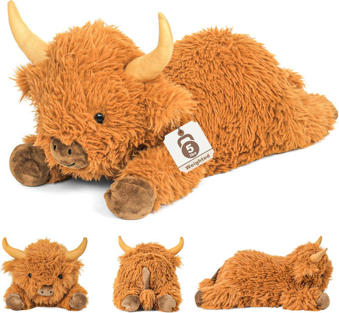 JellyMallow Highland Cow Weighted Stuffed Animals 5 lbs 22 in, Highland Cow