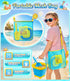 25 Set, 3-10 DISHIO Beach Toys for Kids, Pcs Metal Sand Sifter & Collapsible Beach Buckets Stainless Steel Sand Shovel