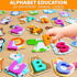 3 4 5 BEESTECH Animal Alphabet Flash Cards, Wooden Letter Puzzle, Educational ABC Learning Toys for Year Old Boys Girls