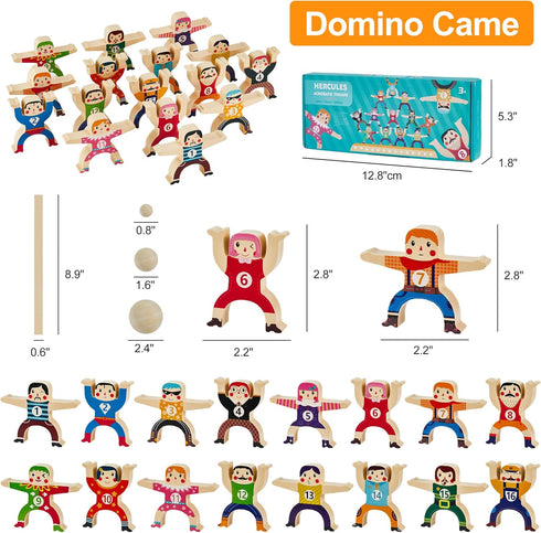 Wooden Stacking Toys, 16Pcs Balancing Building Blocks Game for 3-6 Years Old Kids, Circus Hercules Acrobatic Troupe Toy