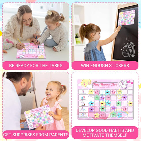 khlerox 40 Potty Training Chart for Toddlers with Large Reusable Magnetic Star Stickers, Interactive Reward Chart