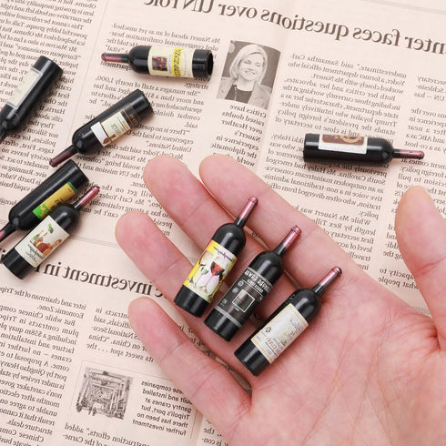 simarro Dollhouse Wine Bottles, 10Pcs Miniature Red Wine Bottles for Dollhouse Decorations