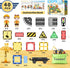 Set 4-6 5-7, 3+ Coodoo Kids Games Magnetic Tiles Road with Extendable Magnetic Crane, City Construction Building Toys
