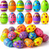 JOYIN Toy 24 PCs Plastic Printed Bright Easter Eggs, Over 3.15'' Tall