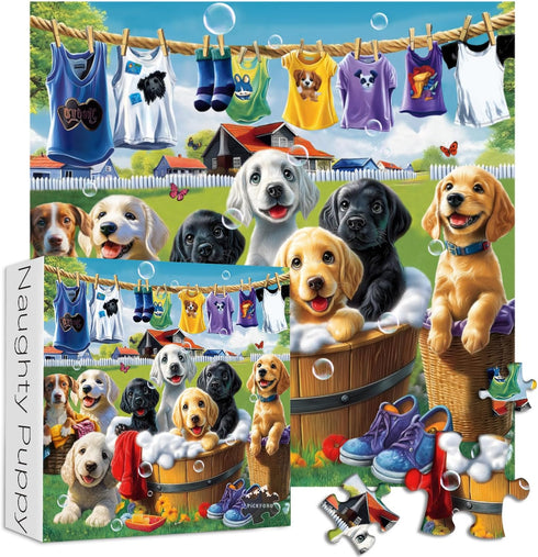 PICKFORU Dog Puzzles for Adults 1000 Pieces, Funny Animals Jigsaw Puzzles Golden Retriever,