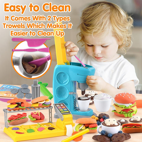Sets 2-4 4-8, Sets, Set 8 Color Dough for Kids Play Kitchen Creation Cafe Dough Toy Color Dough Tools, Coffee Maker