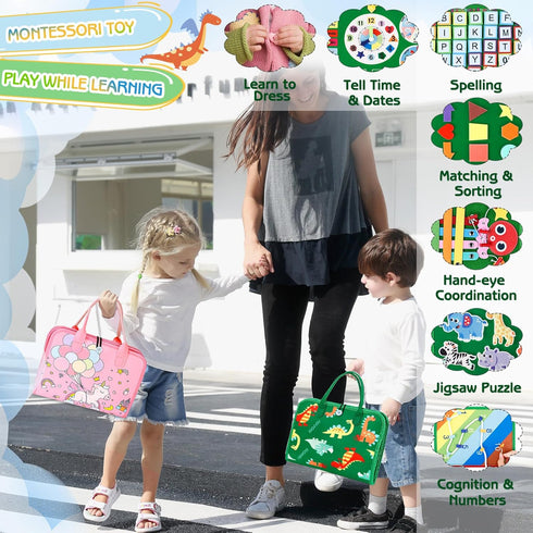 Esjay Toddler Busy Board Montessori Toys for Boys and Girls, Sensory Book Educational Activities for Learning Fine