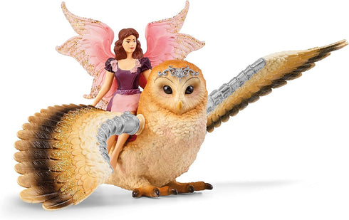 Schleich bayala Flying Fairy with Glam Owl Playset - Magical Fairy and Pet Owl Figurine, Imaginative Toy for Children