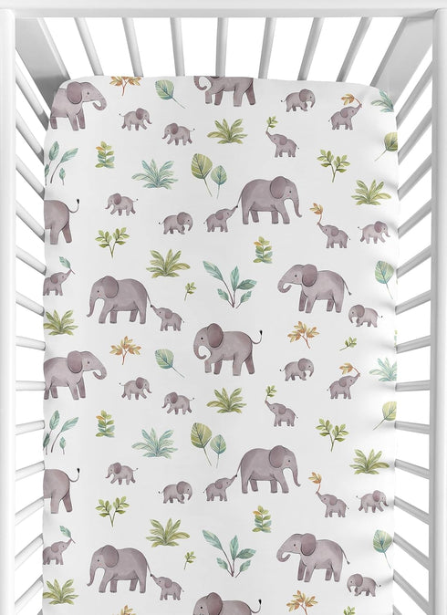 Set 2p Sweet Jojo Designs Watercolor Elephants Boy Girl Gender Neutral Baby Fitted Crib Sheet Infant Newborn Nursery