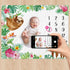 Watercolor Flowers Jungle Baby Sloth Monthly Milestone Blanket - Soft Fleece for Baby Girls, Newborn Gift Idea