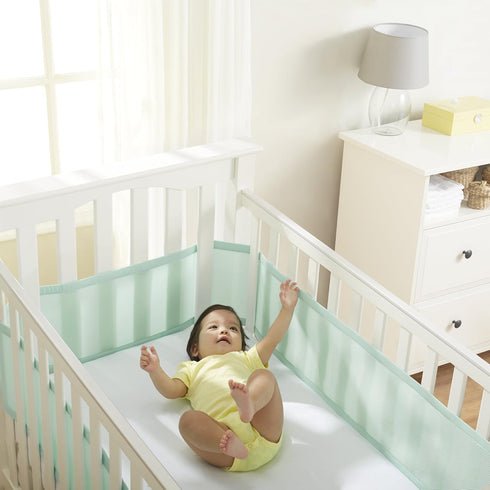BreathableBaby Breathable Mesh Liner for Full-Size Cribs, Classic 3mm Mesh, Mint Green (Size 4FS)