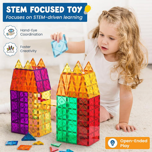 STEM Engine 100 Set Pc Magnetic Tiles Building Blocks for Kids Educational Magnet Toys for Preschool Learning, Creative