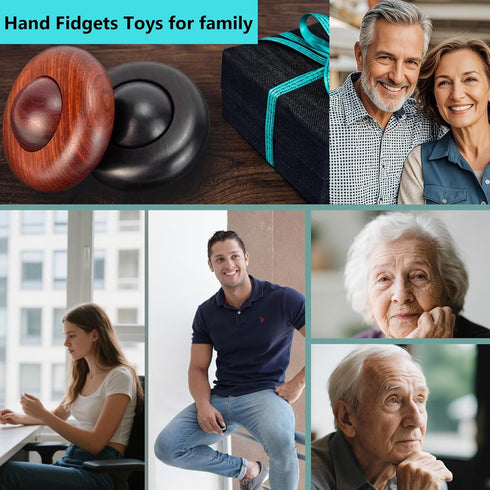 2pcs Silent Fidgets Toys for Adults ,Stress Relief Fidget Roller Wooden Quiet Fidget Toys for Men Women Office Anxiety