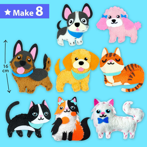 8 KRAFUN Easy Sewing Kit for Beginner Kids Arts & Crafts, Easy DIY Projects of Stuffed Animal Dolls of Puppies