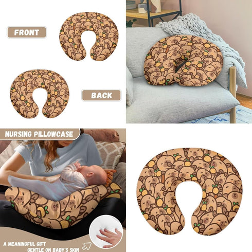ZDCUSTOM Capybara Car Seat Cover for Baby Girl Elastic U Shaped Pillowcase Protector with Hidden Zipper Breastfeeding