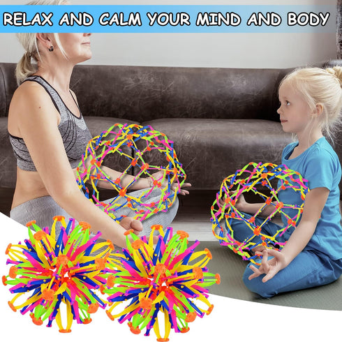 2 Pcs Colorful Sphere Breathing Ball Toy, Expandable Anxiety Reliever Stress Ball for Children and Adults Games
