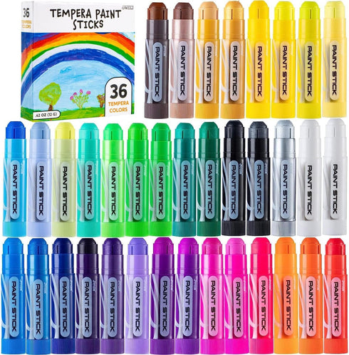 JOYIN 36 Colors Washable Tempera Paint Sticks, Art Supplies, Paint for Kids,