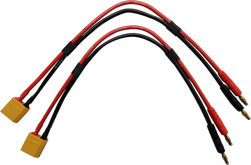 Apex RC Products XT90 Connector Plug to 4mm Banana Plugs, Battery Charge Lead Adapter Cable, 2 Pack