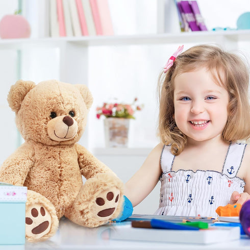 LotFancy 15 inch Teddy Bear Stuffed Animal, Brown Plush Toy, Cute Hugging Gift for Kids