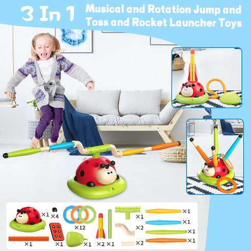 3 1 3-5, 5-7 4-8 Engfa in Musical Jump, Toss Ring Game and Stomping Launch Rocket Launcher for Kids Toys for Girls Boys