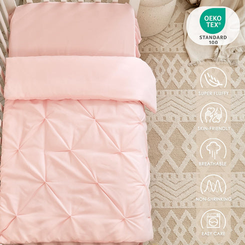 3-Piece Set Set Pink Crib Bedding for Girls - Ultra Soft & Skin Friendly Baby Girl Bedding Crib Includes Crib