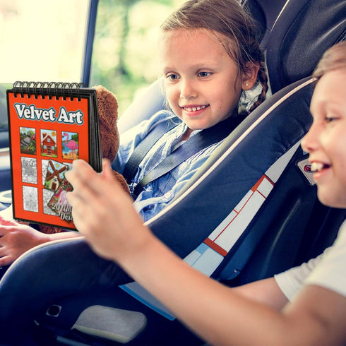 Jetec 4 Pcs Velvet Art Coloring Books Spiral Bound Posters Felt Pages for Kids, After School, Travel, Group Activities