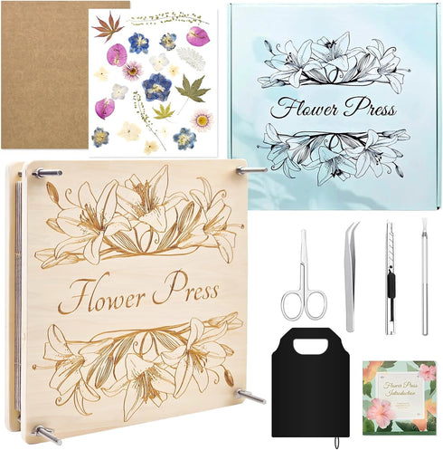 GTQYYF Flower Press Kit 11"x11" Large, 10 Layers Wooden Flower Pressing Kit for