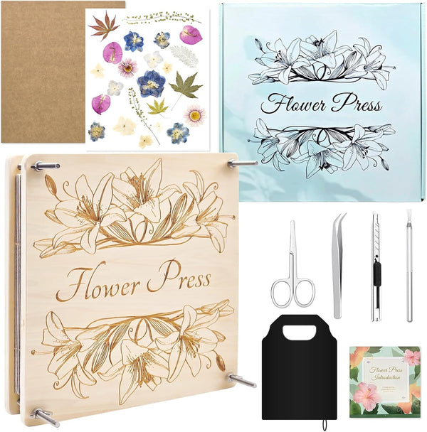 GTQYYF Flower Press Kit 11"x11" Large, 10 Layers Wooden Flower Pressing Kit for