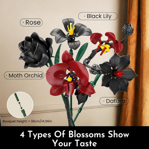 Set (623 Mothers Day Orchid Rose Flower Bouquet Building for Adults, Gifts for Mom Wife Women Couple Girlfriend Teen
