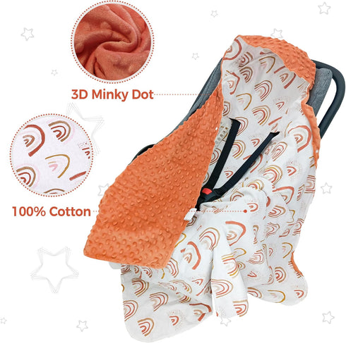Miracle Baby 3/5-Point 35" 35" Car Seat Blanket for Babies, Lightweight Cotton Swaddle Blanket with Harness, Soft Minky
